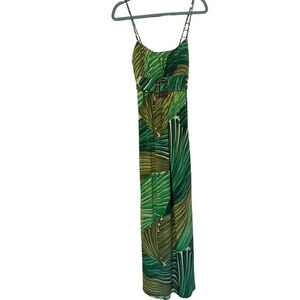 Bisou Bisou Tropical Leaf Print Maxi Dress - Size 10